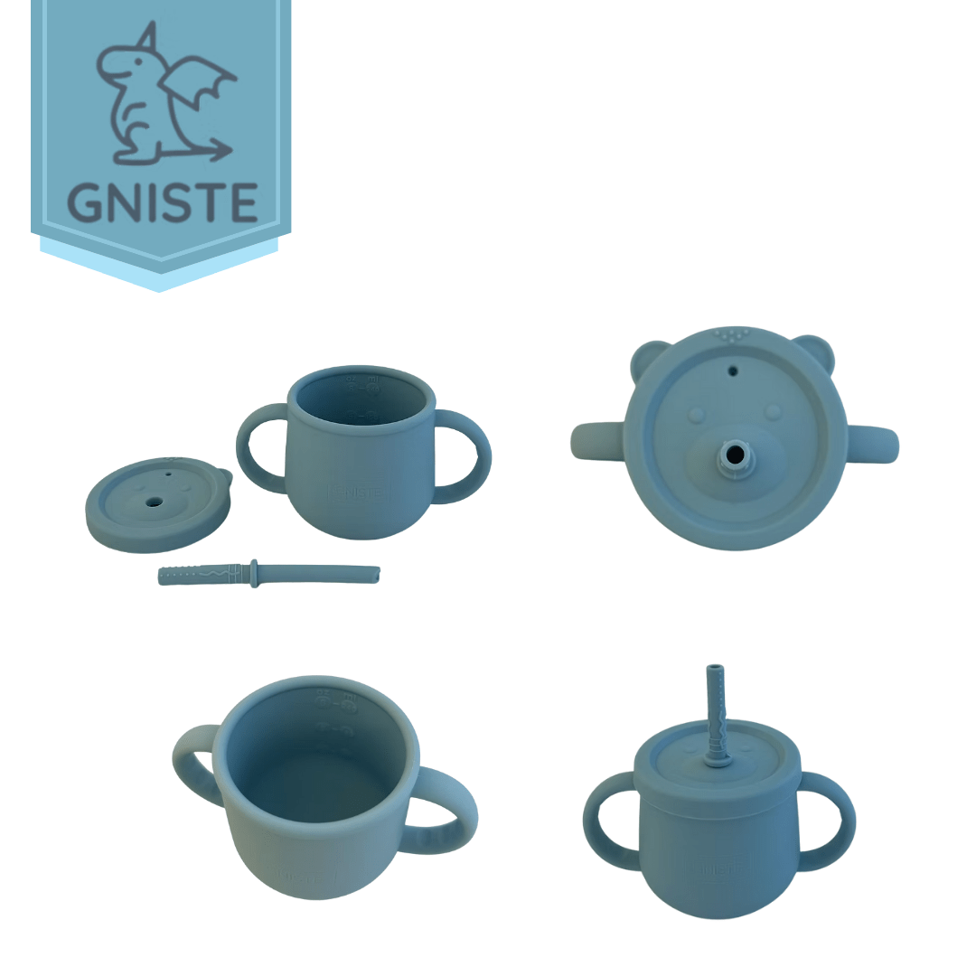 Gniste 2 - i - 1 silikonkopp med lokk og sugerør for blw - 225ml - farskapet