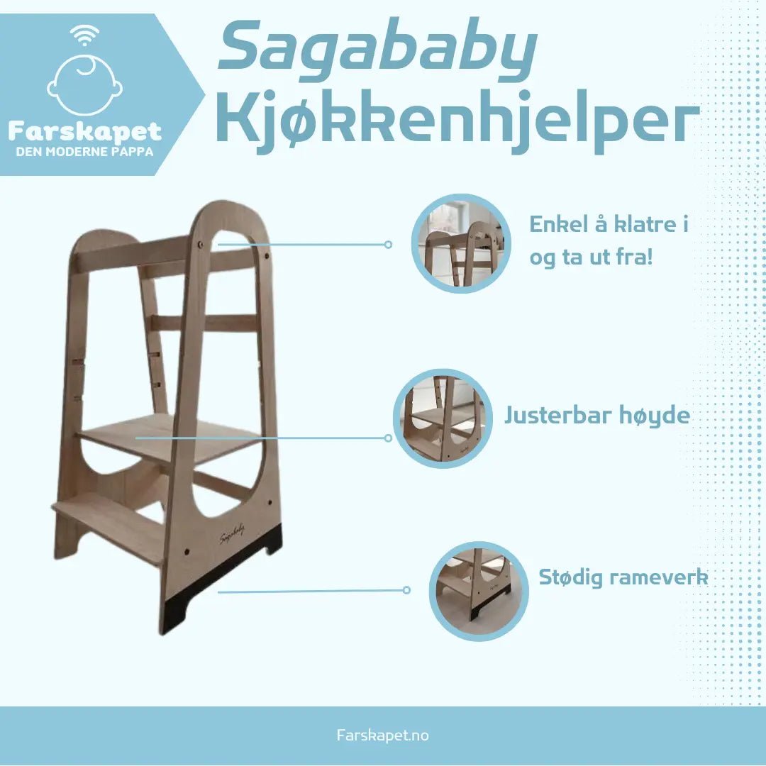 Sagababy kjøkkenhjelper - Trygg og praktisk hjelp for pappa - farskapet