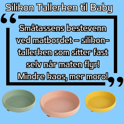 Silikon tallerken til baby - Lær å spise selv - farskapet